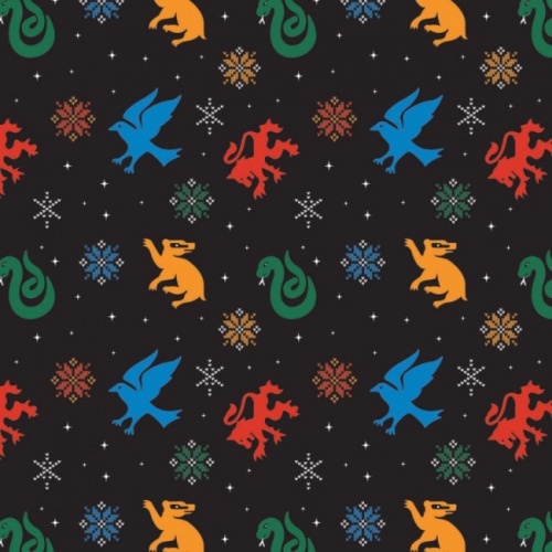 Harry Potter Snowflake Houses Christmas Fabric