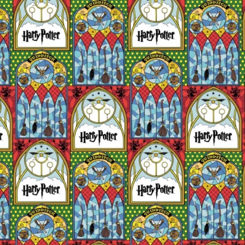 FB Harry Potter Stained Glass Broomsticks Quidditch Fabric