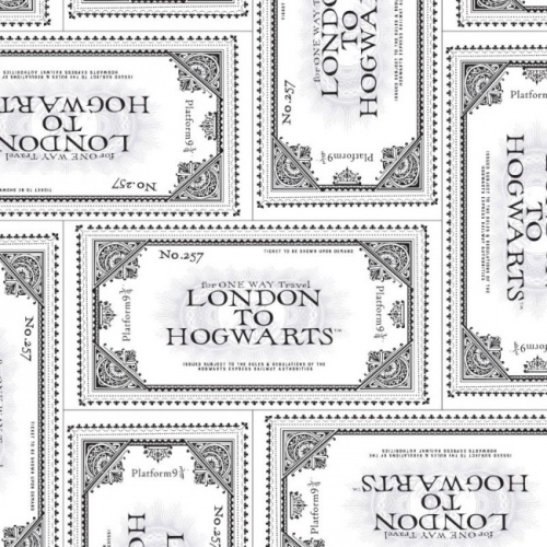 FB Harry Potter Ticket To Hogwarts Fabric - White