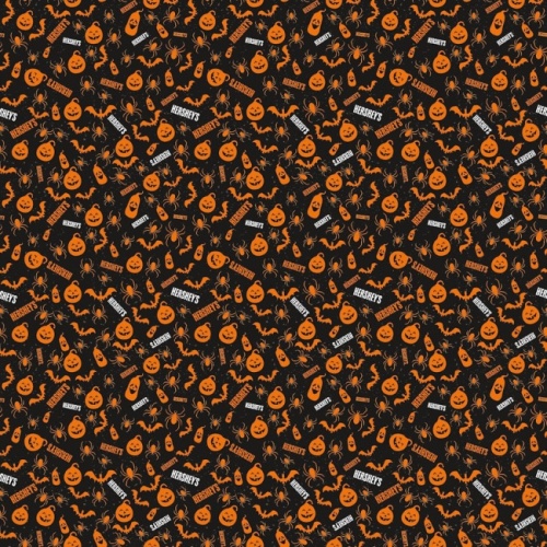 Hershey Halloween Pumpkins Black Fabric