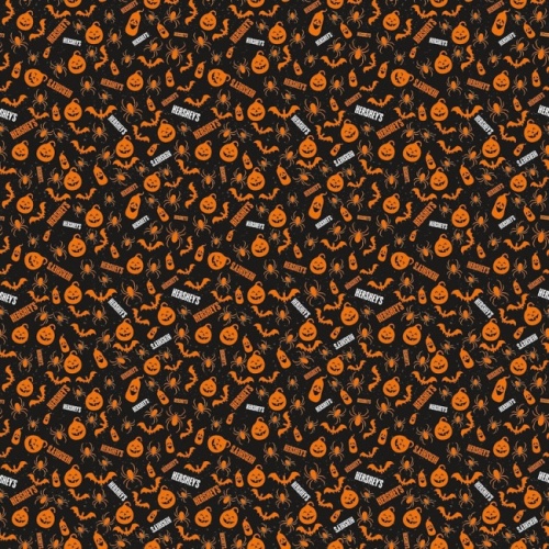 Hershey Halloween Pumpkins Black Fabric