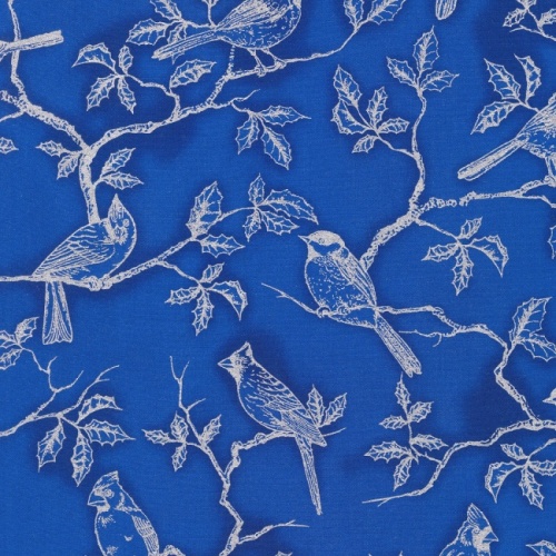 Holiday Flourish With Metallic - Birds Blue