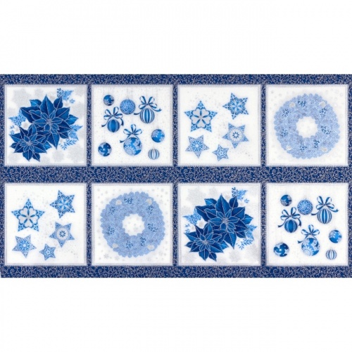 Holiday Flourish With Metallic - Ornament Panel Blue