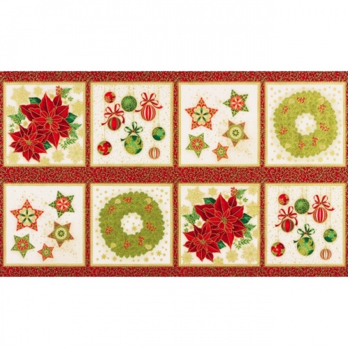 Holiday Flourish With Metallic - Ornament Panel Ivory