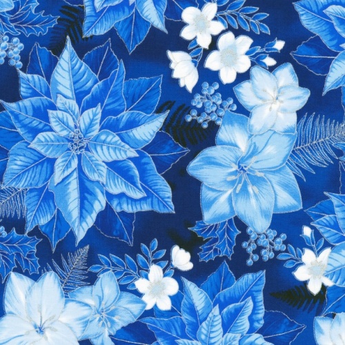 Holiday Flourish With Metallic - Poinsettia Blue