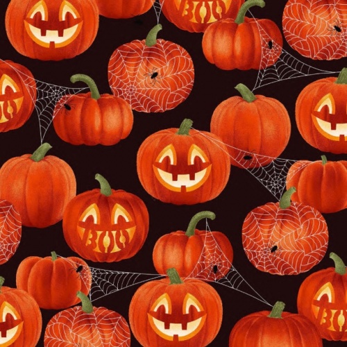 Jack O Lanterns Fabric With Glitter