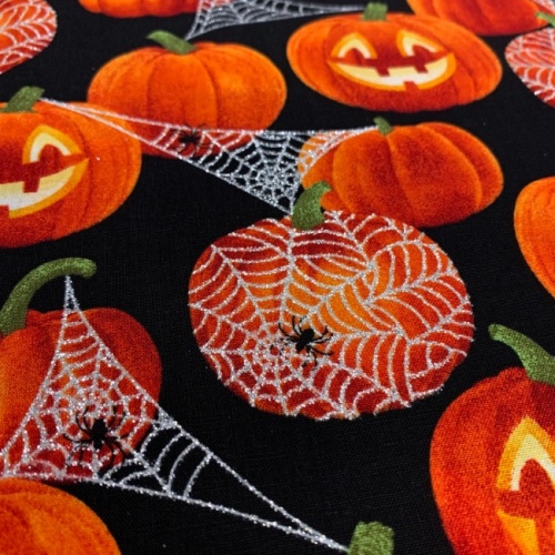 Jack O Lanterns Fabric With Glitter