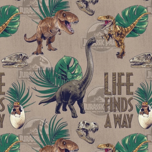 Jurassic Park Fabric - Life Finds A Way