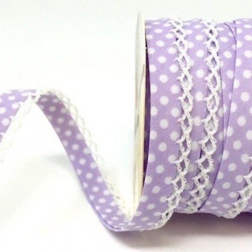 Lilac Lace Edge Spotty Bias Binding 12mm