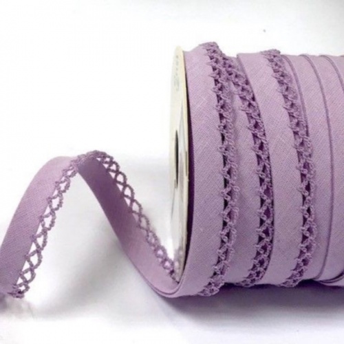 Lilac Lace Edge Plain Bias Binding 12mm