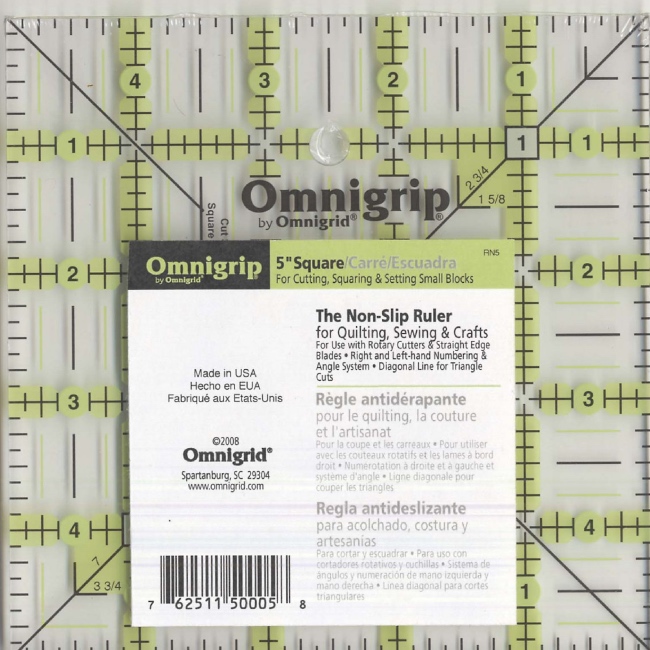 Omnigrip 5in x 5in Square Non Slip Ruler