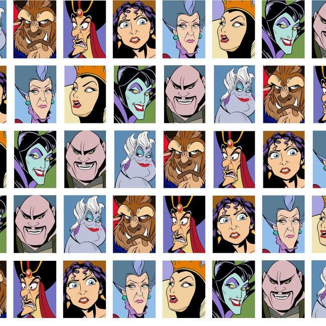 Disney Villains Grid Fabric