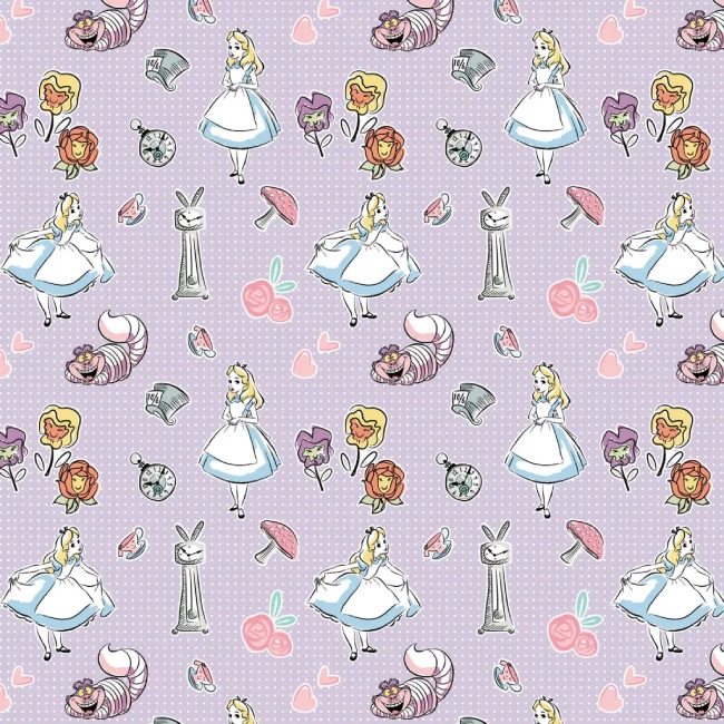 Alice in Wonderland Cozy Lilac Fabric