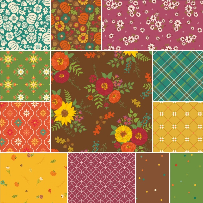 Autumn Afternoon Brown Fat Quarter Bundle x 12 The Quilt Shop
