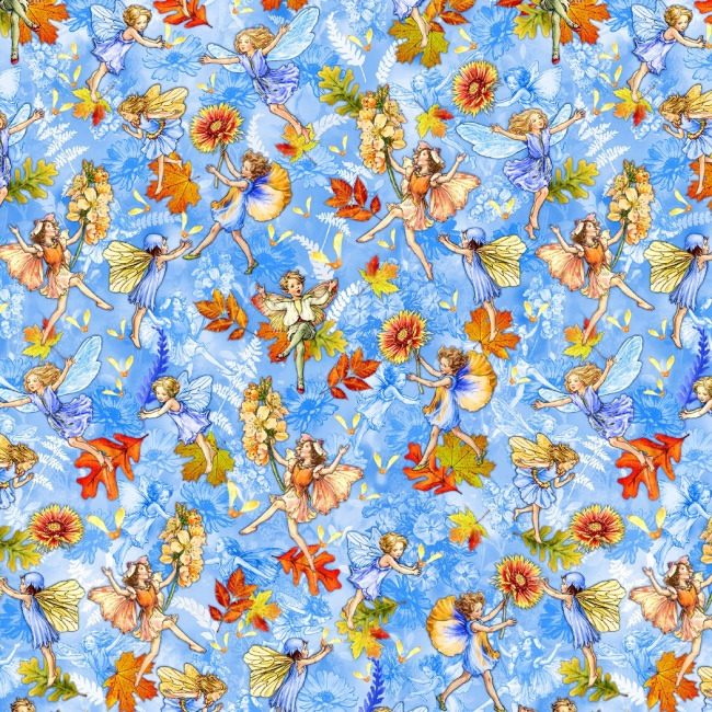 Blue - Autumn Fairy Flight - Flower Fairies of the Autumn Fabric