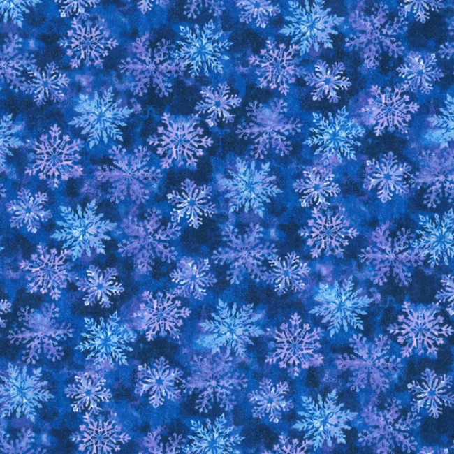Blue Snowflakes Christmas Fabric