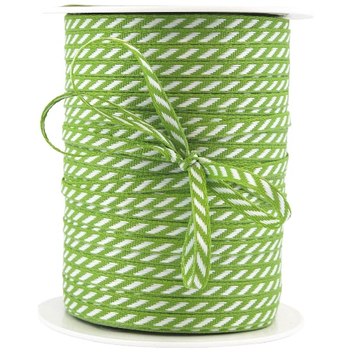 Green Diagonal Woven Ribbon 4mm
