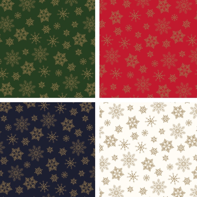 Metallic Snowflakes - Christmas Fat Quarters x 4
