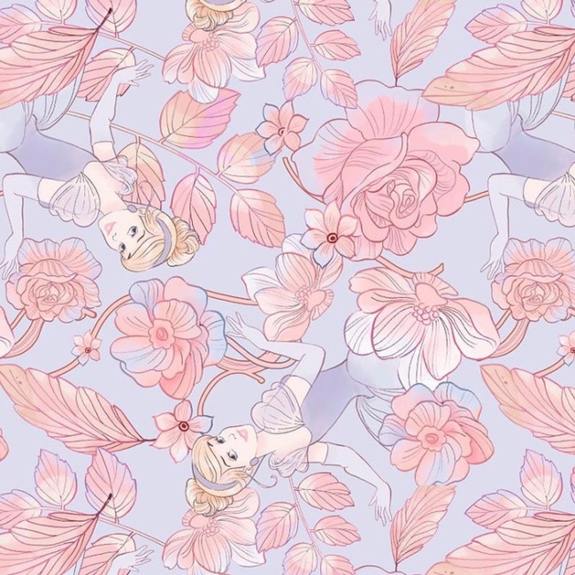 Disney Princess Cinderella Floral Fabric