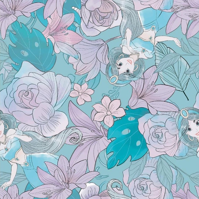 Disney Princess Jasmin Floral Fabric