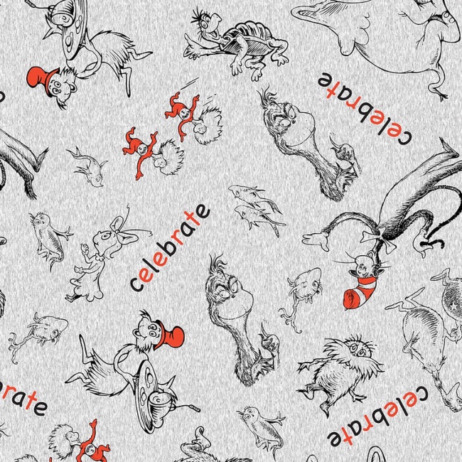 Dr. Seuss Character Fabric - Grey