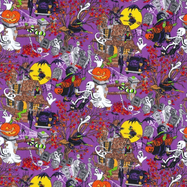 Haunted House Purple Fabric
