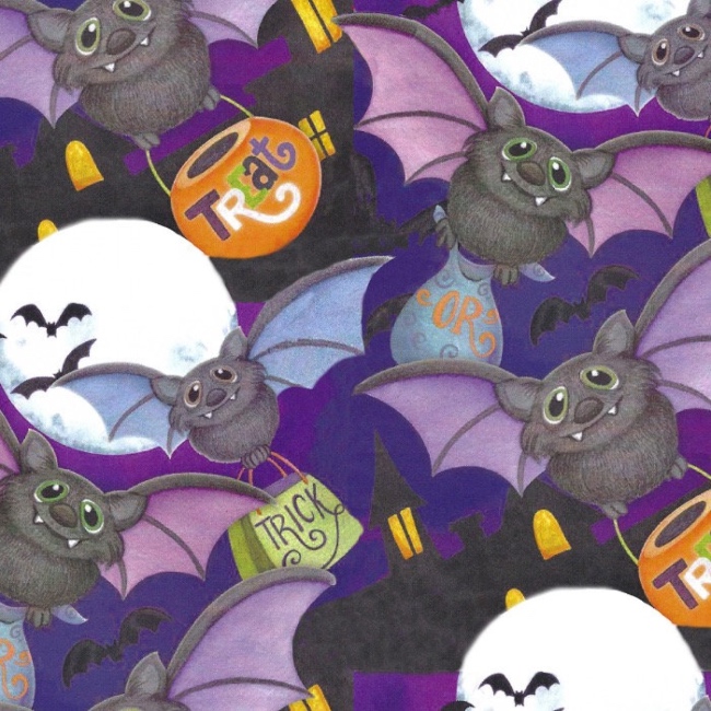 Happy Haunting Bats Halloween Fabric