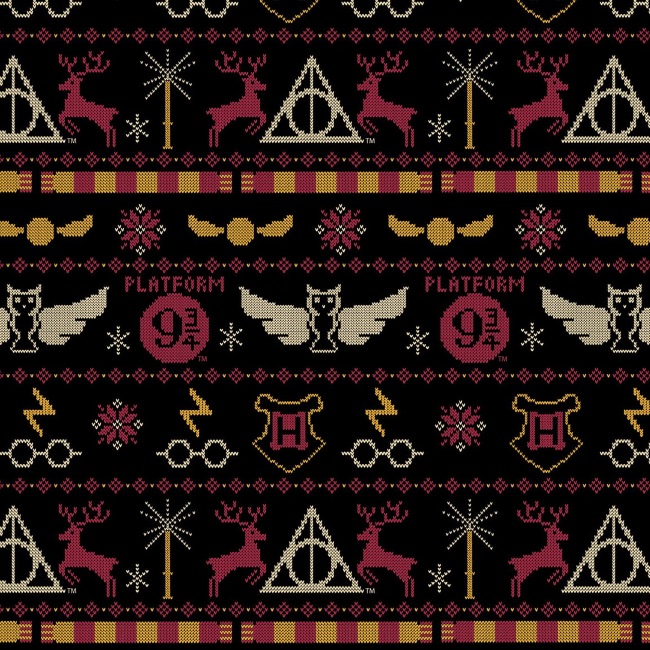 Harry Potter Christmas Sweater Fabric - Black