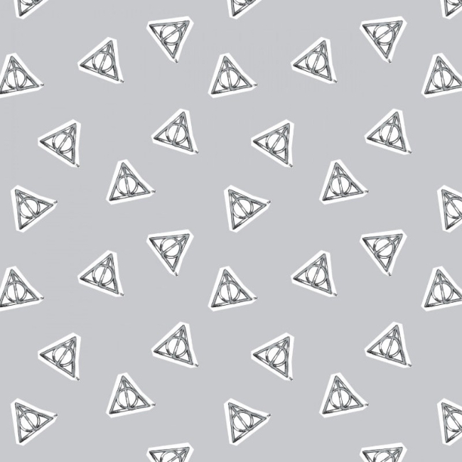 Harry Potter Deathly Hallows Fabric - Grey