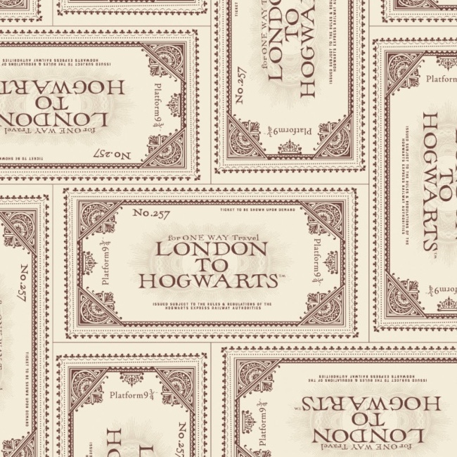 FB Harry Potter Ticket To Hogwarts Fabric - Cream
