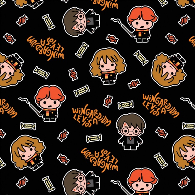 Harry Potter Hogwarts Halloween Fabric - Black