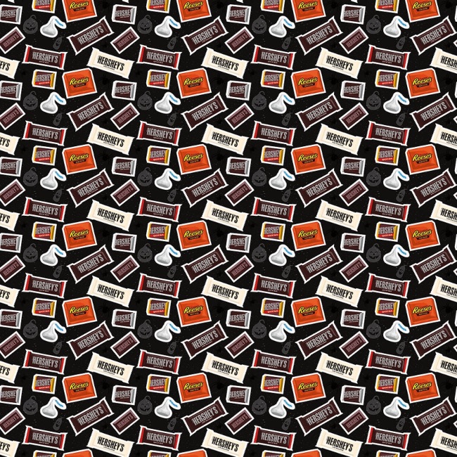 Hershey Halloween Candy Toss Fabric - Black
