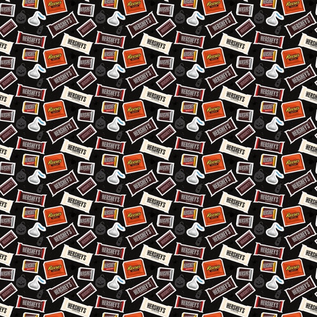 Hershey Halloween Candy Toss Fabric - Black