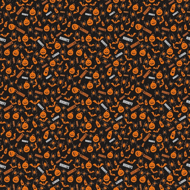 Hershey Halloween Pumpkins Black Fabric
