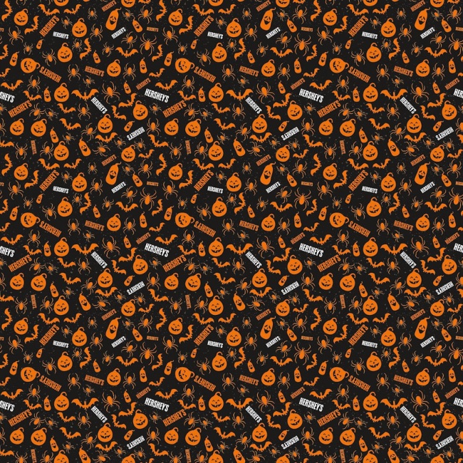 Hershey Halloween Pumpkins Black Fabric