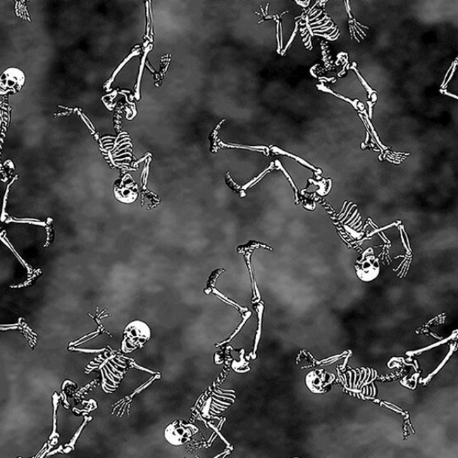 Hocus Pocus Dancing Skeleton Glow In The Dark Fabric