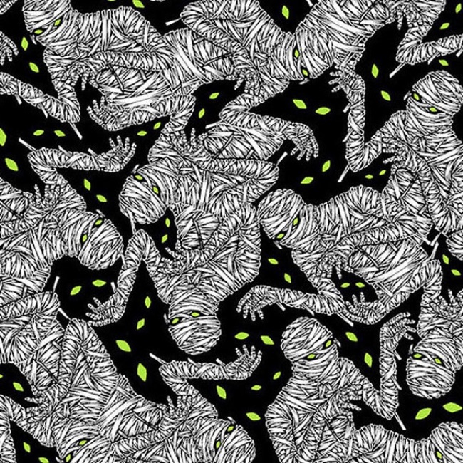 Hocus Pocus  Mummies Glow In The Dark Fabric