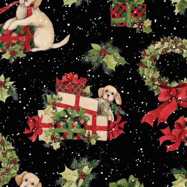 Holly Gifts Christmas Fabric