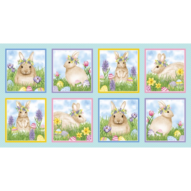 Hoppy Hunting Bunny Squares Panel
