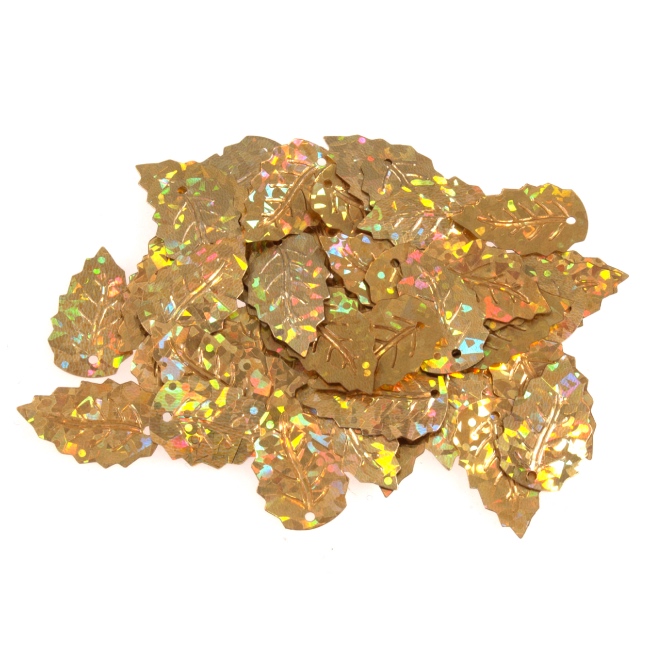 Sequins Leaf Gold Holographic