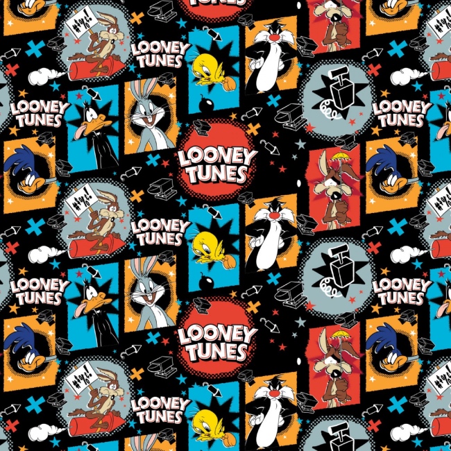 Looney Tunes Be Looney Explosive Cast Fabric - Black