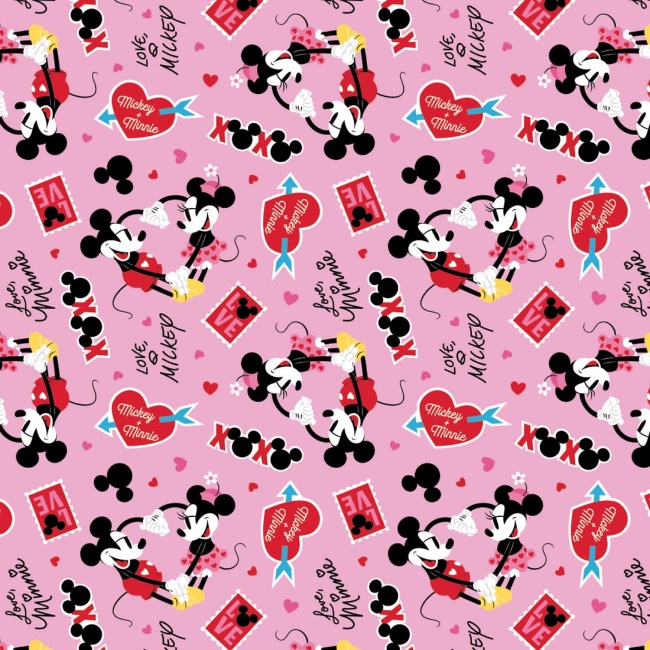 Disney Mickey and Minnie Mouse Valentines Fabric