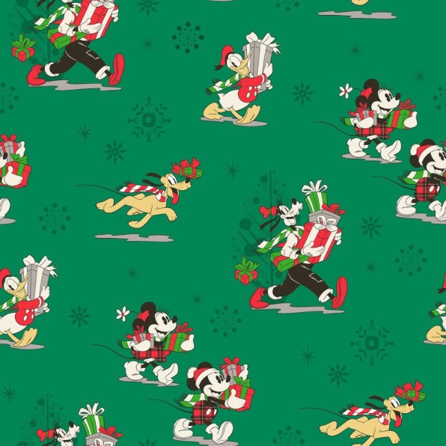 Disney Mickey Mouse and Friends Christmas Day Fabric