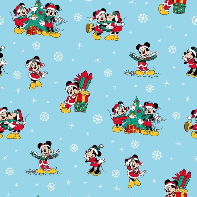 FB Disney Mickey Mouse Christmas Day Snow Fabric