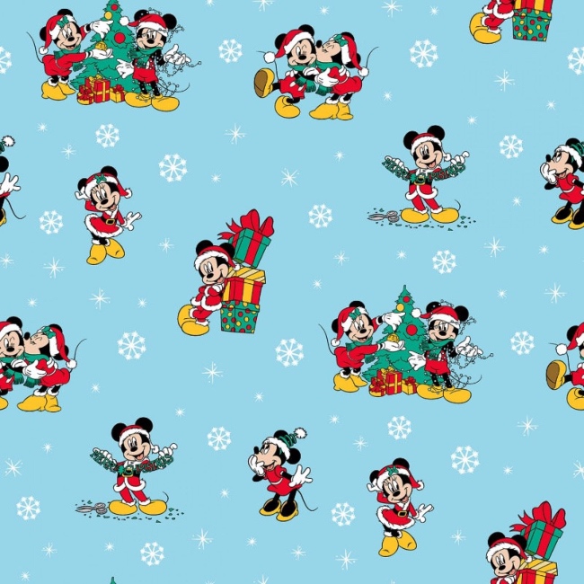 Disney Mickey Mouse Christmas Day Snow Fabric