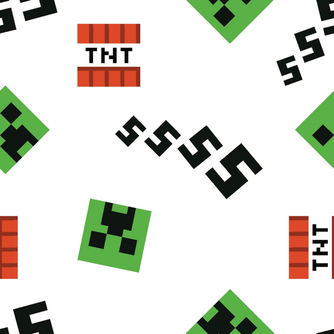 Minecraft Creeper Icons White Fabric