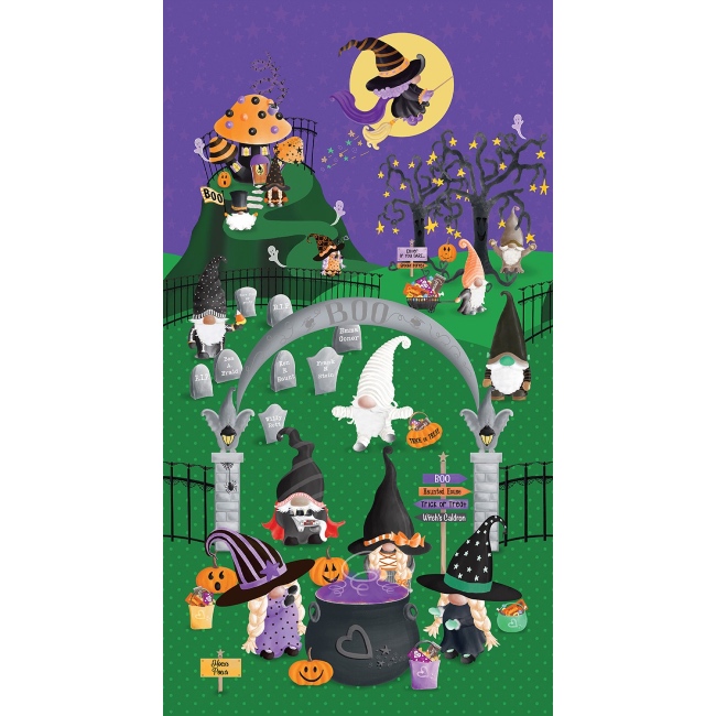 Multi Spooky Gnome Halloween Panel - The Quilt Shop