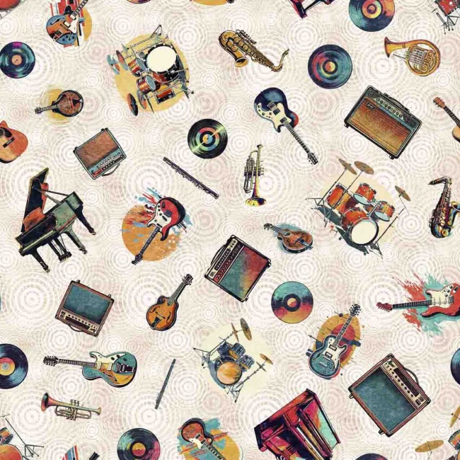 Beige Instrument Musical Instruments Beige - Quilting Treasures - The Quilt Shop