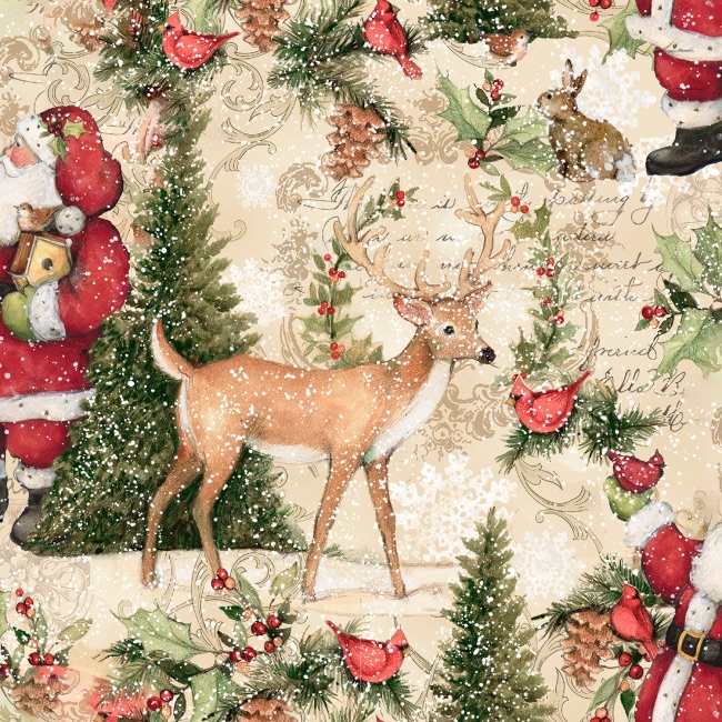 My Deer Santa Fabric