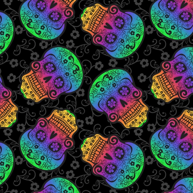 Rainbow Skulls - New Novelty Fabric